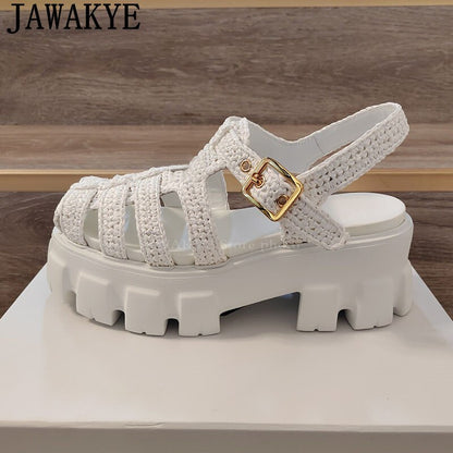 Thick Soled Platform Sandals Rome Sandals Beach Sandals Rattan Grass Weave