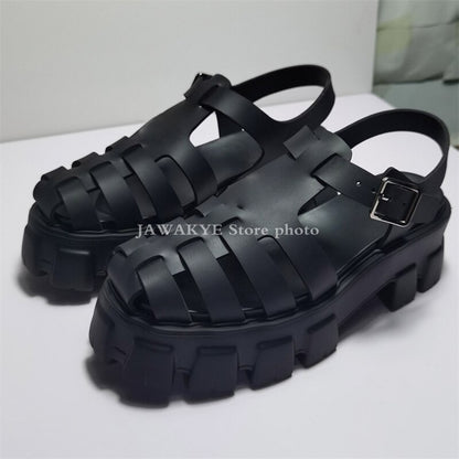 Thick Soled Platform Sandals Rome Sandals Beach Sandals Rattan Grass Weave