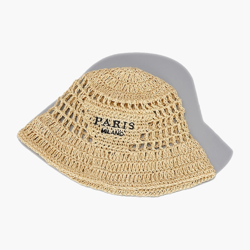 Wide Brim Bucket Hat  Straw Woven Sun Visor Hats